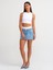 80566 Boxer Detaylı Denim Mini Etek-Mavi 3