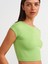 30528 Pamuk Ve Modal Karışımlı Crop Top-Açık Yeşil 1