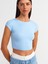 30528 Pamuk ve Modal Karışımlı Crop Top-Açık Mavi 1
