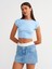 30528 Pamuk ve Modal Karışımlı Crop Top-Açık Mavi 4