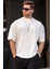 Erkek Oversize Fit Basic Pamuklu T-Shirt 6066 Ekru 1