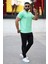 Erkek Kısa Kol Standart Kalıp 0 Yaka Basic T-Shirt 87911 Su Yeşili 1
