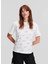 Yuvarlak Yaka Baskılı Beyaz Kadın T-Shirt 240W1704 2