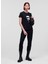 Yuvarlak Yaka Baskılı Siyah Kadın T-Shirt 240W1700 1