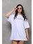 Alinn Butikk Unisex Bisiklet Yaka Baskılı Oversize T-Shirt - Beyaz 2