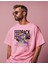 Feedback Baskılı Pembe Oversize T-Shirt %100 Pamuklu Unisex Tişört 1