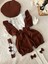 Kız Çocuk Bebek Şortlu Takım Şapka Bandana Gömlek Askılı Şort Salopet Çorap Set 1