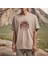 Peace Of Mind Taş Rengi Oversize T-Shirt %100 Pamuk Unisex Tişört 1