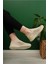 Bej - Yeni Sezon Bağcıksız Triko Kadın Sneaker 2