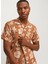 Comfort Fit Kahve Erkek Gömlek Jprbluflores Prınt Shırt S/s Ln 1