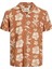 Comfort Fit Kahve Erkek Gömlek Jprbluflores Prınt Shırt S/s Ln 4