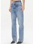 Yüksek Bel Düz Paça Standart Mavi Kadın Denim Pantolon 240J1107 2