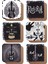 Rock Müzik Gitar Temalı Retro 6lı Ahşap Bardak Atlığı Seti 1