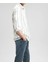 Erkek Keten Yeşil Çizgili Slim Fit Gömlek 2