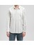 Erkek Keten Yeşil Çizgili Slim Fit Gömlek 4