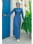 Saten Piliseli Elbise 3897 Lacivert 1
