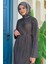Saten Piliseli Elbise 3897 Füme 4