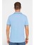 Erkek Slim Fit Dar Kesim Pamuk Düz Pike Düğmesiz Mavi Polo Yaka Tişört 5