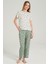 Kadın Kısa Kol Dokuma Yeşil Pijama Takım C7T0N0O5 1