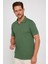 Erkek Slim Fit Dar Kesim Pamuk Düz Pike Düğmesiz Haki Polo Yaka Tişört 3