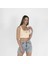Geniş Askılı Nakışlı Kaşkorse Kadın Ekru Crop 2