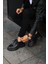 - Siyah Kroko Yüksek Siyah Taban Erkek Sneakers 4