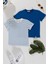 2'li Cizgili Ekru Saks T-Shirt 1