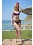 Kadın Yandan Bağlamalı Yarım Destekli Fiyonklu Alt Üst Bikini Takım Mor 35014 3