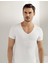 Beyaz Likralı Derin V Yaka Body Atlet 1