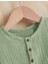 Unisex Bebek&çocuk %100 Pamuklu Düğmeli Müslin Alt Üst Şort Takım-Yeşil 3