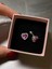 925 Ayar Gümüş Pembe Kristal Taşlı Kalp Küpe 3