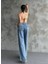 Palazzo Jeans Pantalon - Mavi 4