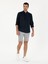 Erkek Lacivert Slim Fit Yarım Düğmeli %100 Keten Gömlek 50288732-VR033 4