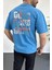 Erkek Oversize %100 Pamuk Good Vibes Sırt Baskılı T-shirt Mavi Edw091 1
