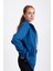 Unisex Sweatshirt, Mavi, Dik Yaka, Fermuarlı 5