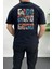Erkek Oversize Pamuk Good Vibes Sırt Baskılı T-Shirt Lacivert EDW091 1