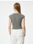 Crop Tişört Baskılı Kısa Kollu Bisiklet Yaka Pamuklu Slim Fit 4