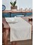 Keten Pamuk Dantelli Runner 50X130 cm Linen Kumaş Masa Örtüsü Sehpa Leke Tutmaz Mutfak Bej 4