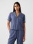 Kadın Koyu Mavi Keten Karışımlı Pijama Üstü 1