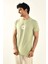 Mint Yeşili Papatya Nakış Detaylı Bisiklet Yaka T Shirt 1