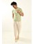 Mint Yeşili Papatya Nakış Detaylı Bisiklet Yaka T Shirt 5