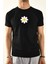 Siyah Papatya Nakış Detaylı Bisiklet Yaka T Shirt 2