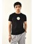 Siyah Papatya Nakış Detaylı Bisiklet Yaka T Shirt 3