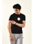 Siyah Papatya Nakış Detaylı Bisiklet Yaka T Shirt 4