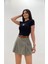 Kadın Pileli Şort Siyah Etek 2
