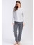 Kadın Jakarlı Interlok Düşük Omuzlu Uzun Kol Pijama Takım , 402027 1