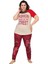 Kırmızı Renk ve Leopar Desenli Lady 10835 Kadın Kısa Kol Büyük Beden Pijama Takımı 1