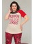 Kırmızı Renk ve Leopar Desenli Lady 10835 Kadın Kısa Kol Büyük Beden Pijama Takımı 3