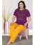 Mor Renkli Lady 10837 Kadın Kısa Kol Büyük Beden Pijama Takımı 2