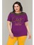 Mor Renkli Lady 10837 Kadın Kısa Kol Büyük Beden Pijama Takımı 3